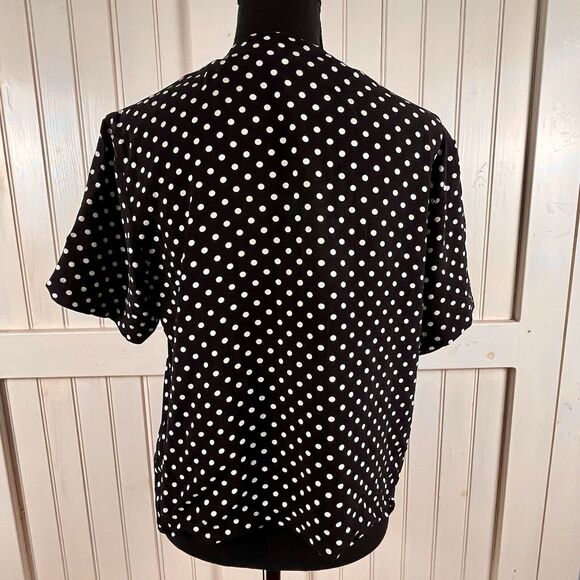 Vintage Liz Claiborne Petite Sz 8 M Blouse Hidden Button Front Polka Dots Office - Picture 12 of 15